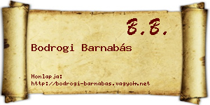 Bodrogi Barnabás névjegykártya